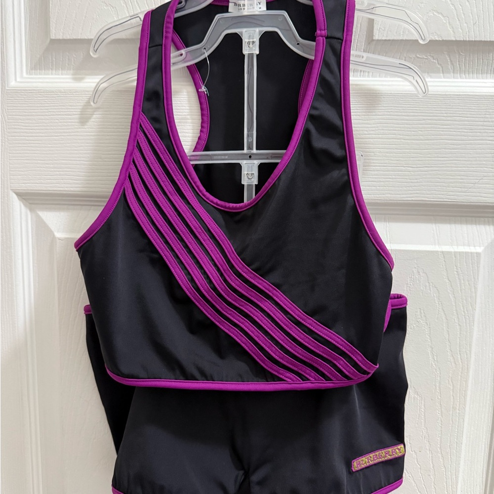 Burberry Black and Purple Trimmed Short Set